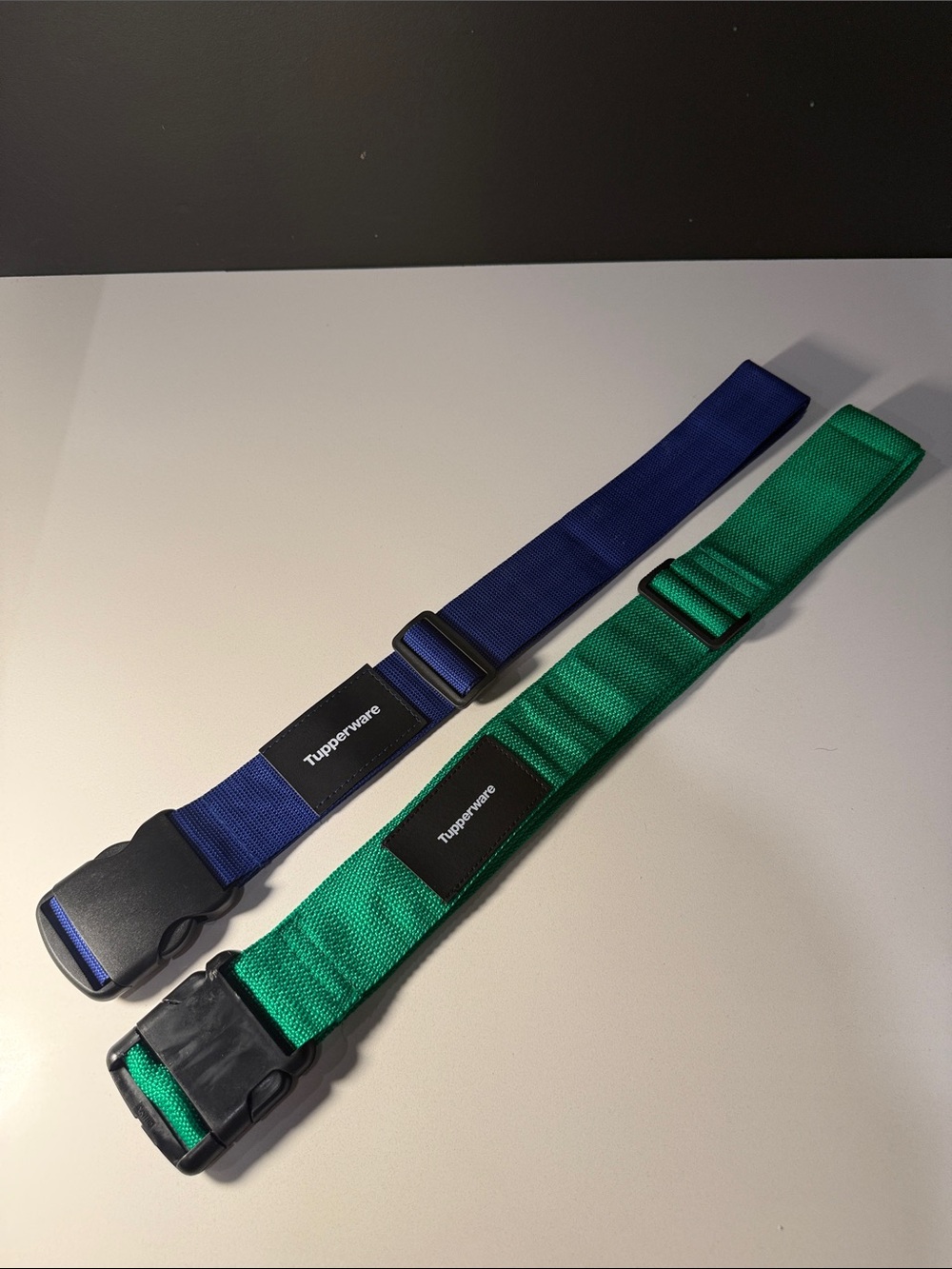 Tupperware - set of 2 - Blue and Green Adjustable Travel luggage straps